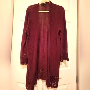 Lane Bryant burgundy long cardigan